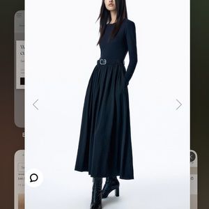 Crew neck a line dress with belt- urban REVIVO